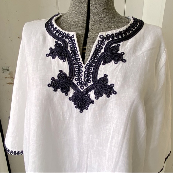 ❤️HP❤️ Simply NYC Linen Embroidered Soutache BoHo Tunic Top - Picture 5 of 15